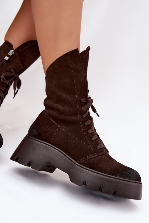 Dámské workery Z Naturalnego Zamszu Zazoo 976 Čokoládové