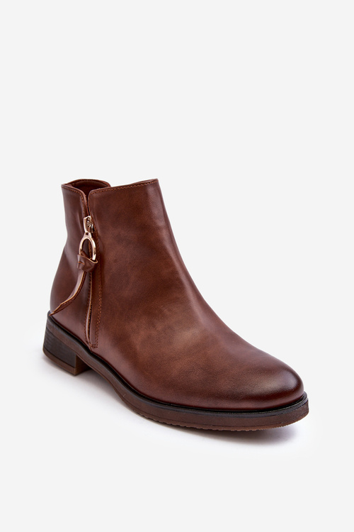 Dámska kožená plochá hnedá vasica