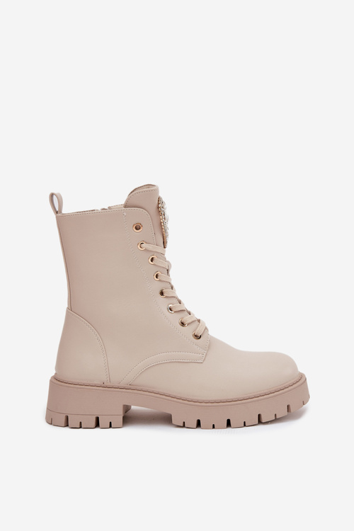 Dámske pracovné topánky s kryštálmi na jazyku svetlo béžové Rosira