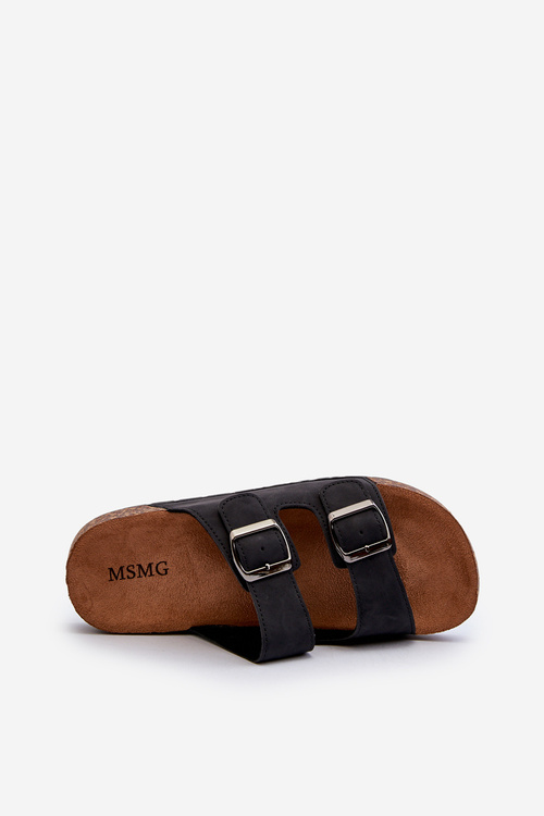 Mužské žabky s korkovou podrážkou čierne Rosawia