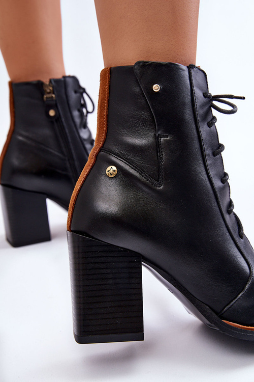 Klasické kožené šnurovacie topánky Maciejka 05667-01 Čierna