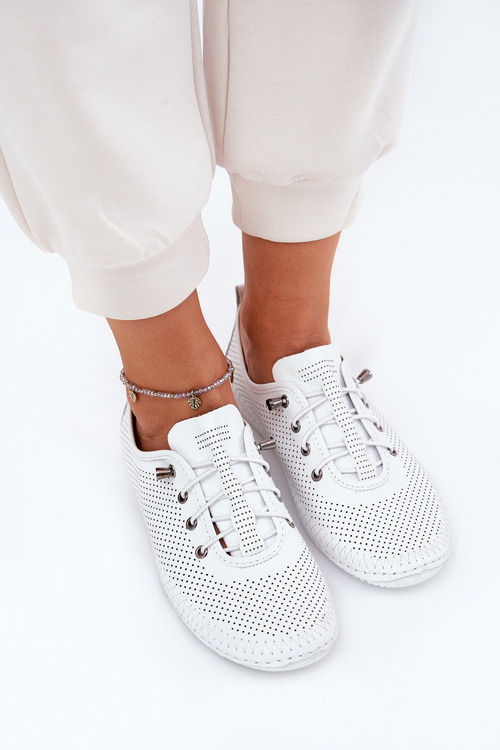 Dámské Kožené Polobotky Z Přírodní Kůže Artiker 54C0831 Bílé