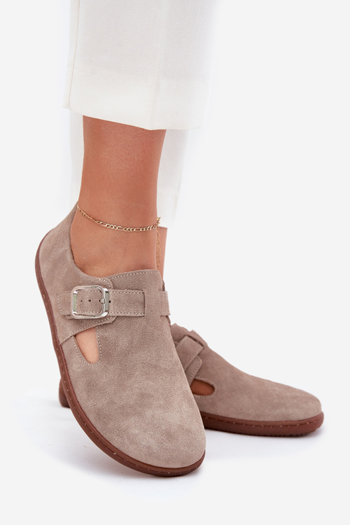 Semišové Polobotky Barefoot Dámske S Prackou Zazoo N1261 Béžové