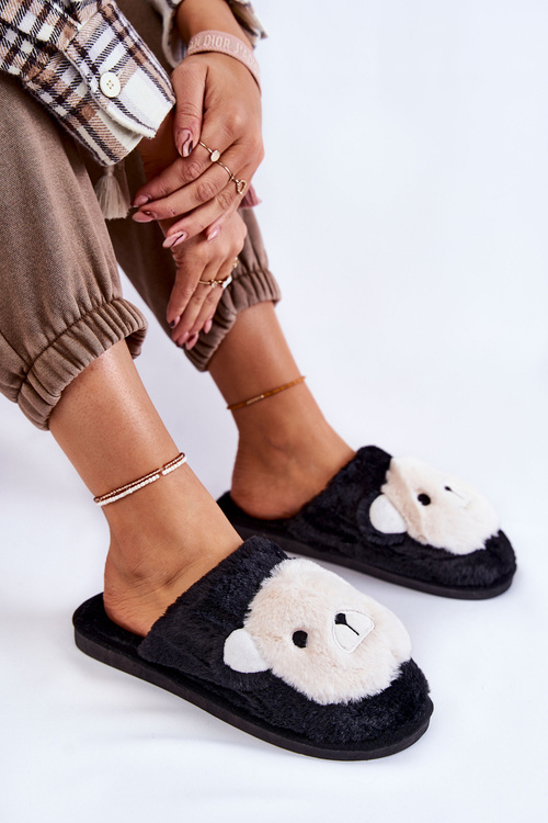 Dámské kožešinové pantofle s Teddy Black Solly