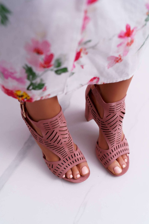Dámské Sandály Na Podpatku Peep Toe Růžové Carmelita