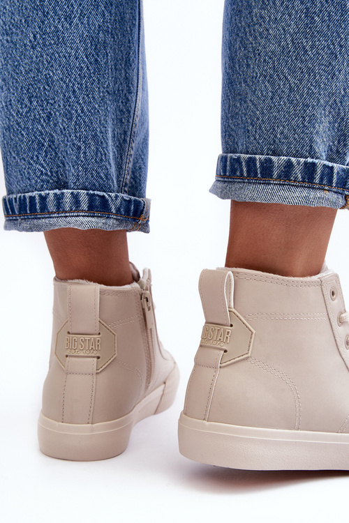 Dámské zateplené běžecké boty na zip Jasnobežové Big Star MM274018