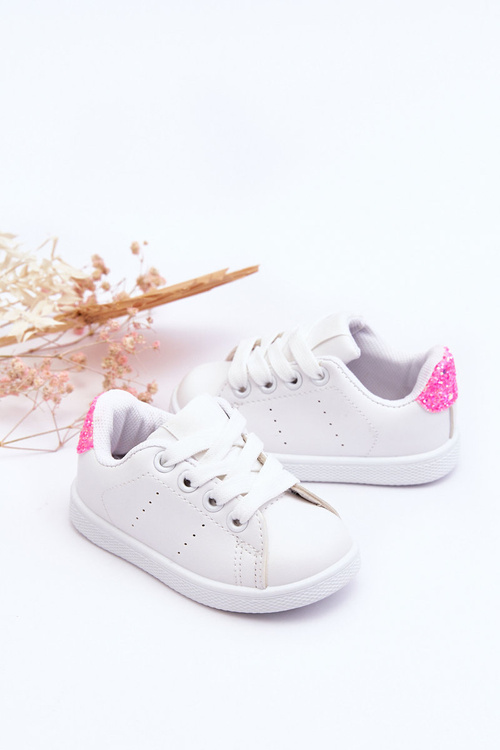 Dětské sportovní boty Bílé a Neonově růžová Glossy
