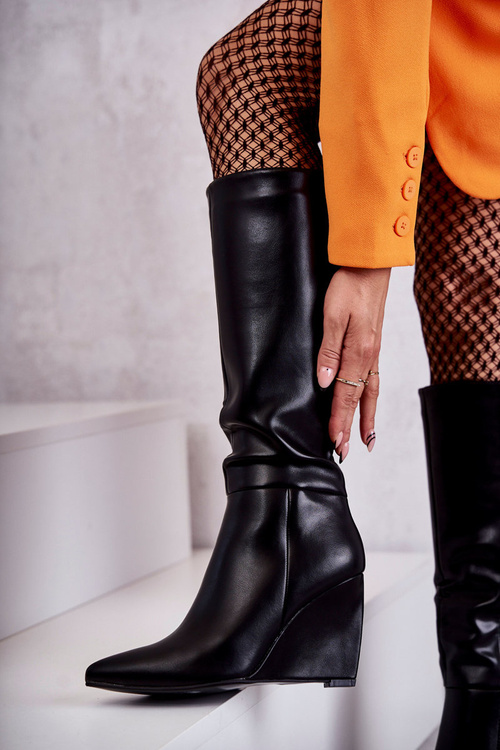 Dámske kožené klinové topánky čierna arlene