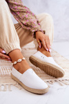 Módne ženské espadrilles krížové džínsy jj2r4001c biele