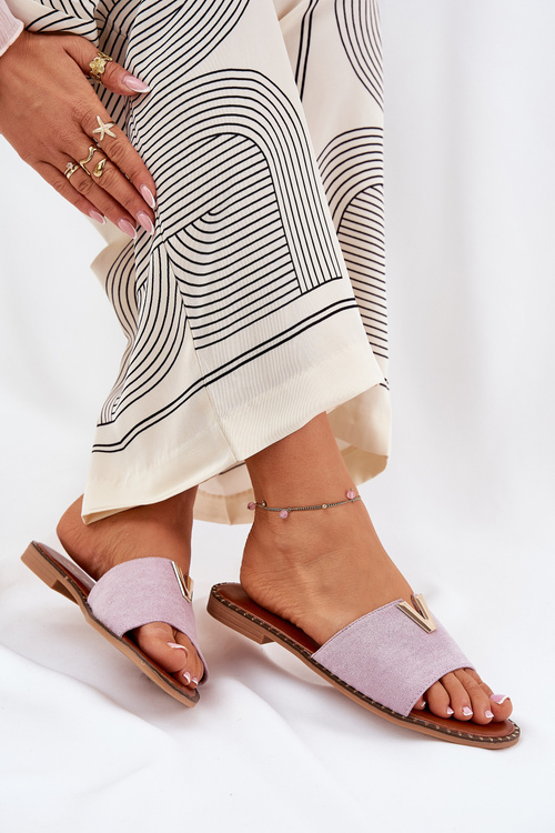 Dámske Sandále Na Plochosť S Ozdobnými Detailmi Fialové Saliena