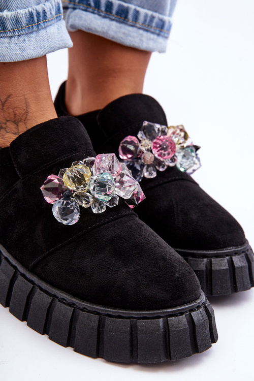 Módne posuvné športové topánky topánky s dekoráciou čierna túžba