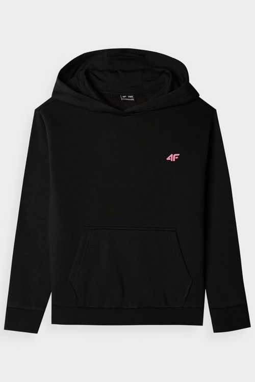 Dievčenská Nereťazová Mikina S Kapucňou Hladká Čierna 4F 4FJWMM00TSWSF1316-20S