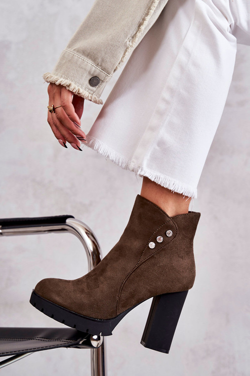 Semišové Kotníkové Boty Na Podpatku zelená Lagerlla