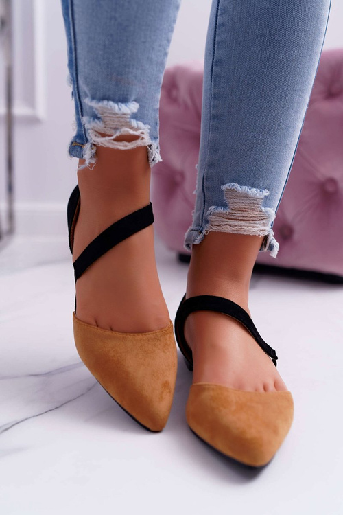 Lu boo balerína v Spitz Suede Camel Carana