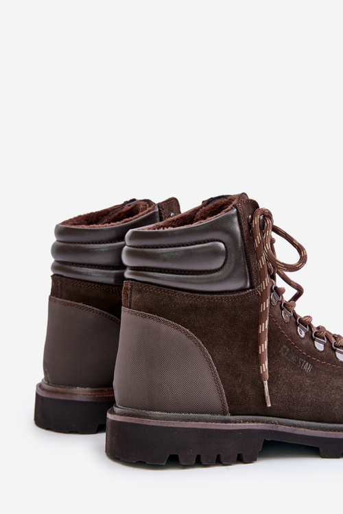 Semišové Zateplené Čižmy Pánske Big Star OO174644 Hnedé