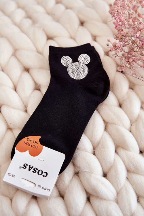 Dámske bavlnené ponožky s kubickými mláďatami čiernymi