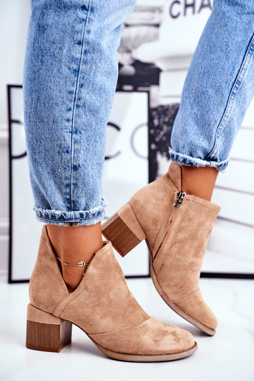 Dámské Kotníkové Boty Na Podpatku Oříznuté Khaki Mini Meliori