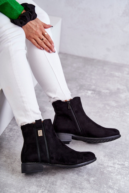 Dámské semišové kozačky s ornamentem černe Giana