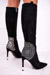 Dámske topánky na koleno post čierne módne
