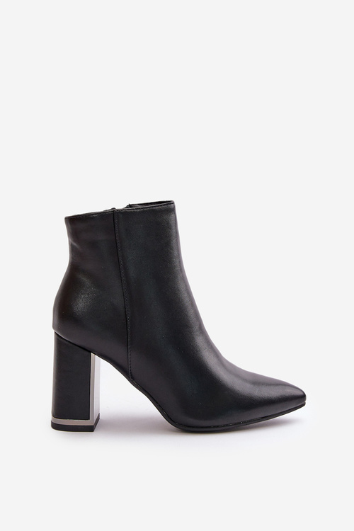 Dámske Čižmy Na Podpätku So Zipsom Zateplené Eko Koža Čierne Mevair