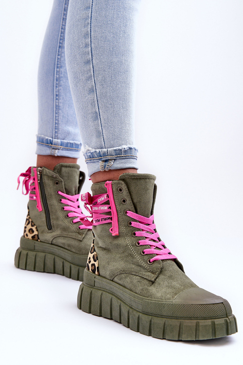 Dámské semišové boty na platformě zelené Raftera