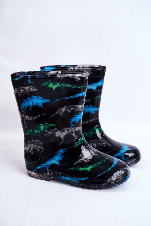 Detský gumový galoshes čierny dinosaurus