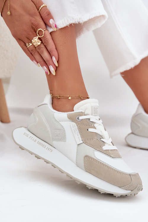 Dámske Kožené Sneakersy Big Star OO274563 Hi-Poly System Biele