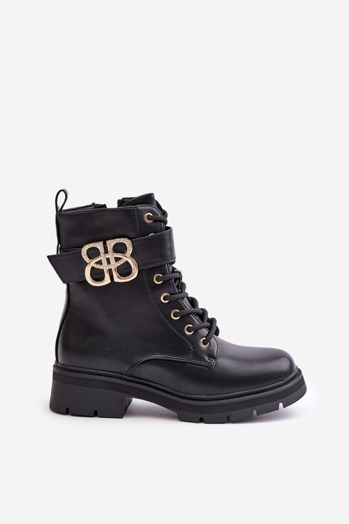 Zateplené Dámske Čižmy So Zlatou Dekoráciou Čierne Nealithra