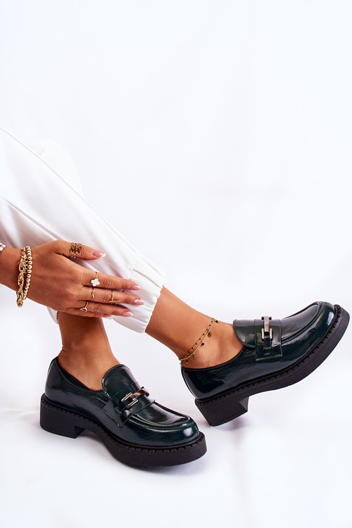 Maľované topánky so striebornou dekoráciou zeleným lemarom Hestillom