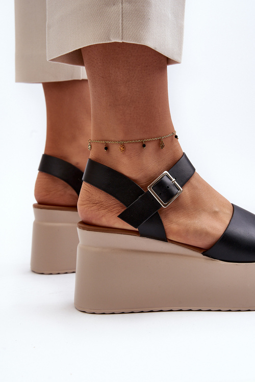 Dámské sandály na klíně černé Geferia