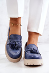 Dámske kožené topánky, Maciejka Fringes 05497-17 Blue