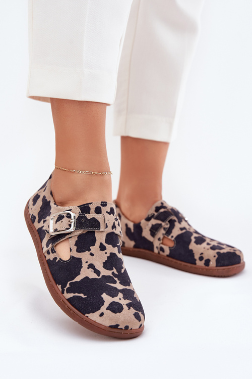 Semišové Polobotky Barefoot Dámske S Prackou Patches Zazoo N1261 Hnedo-Bežové