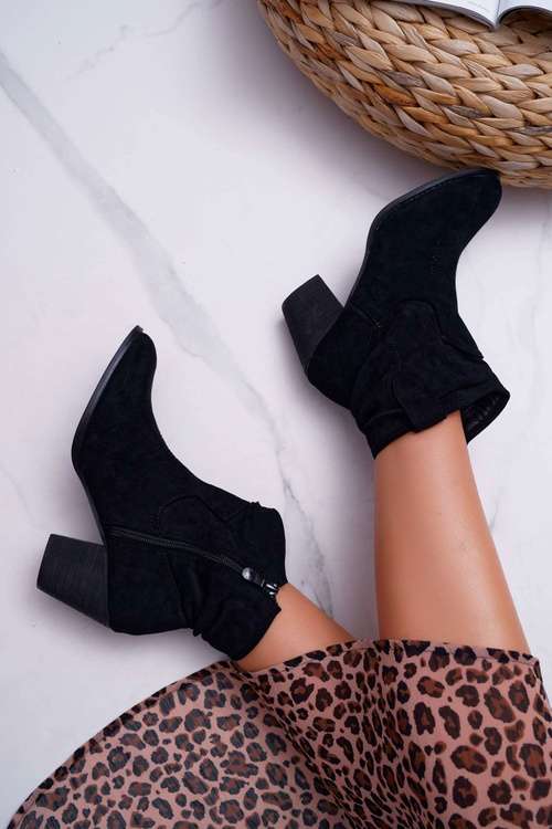 Dámské Kotníkové Boty Na Podpatku Černé Maverick