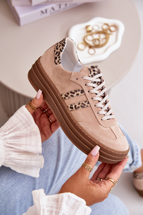 Zazoo N1068S4 Dámske Semišové Sneakersy Na Platforme Leopard Rúžové