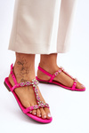 Dámské semišové sandály s kameny Fuchsie Calabrio