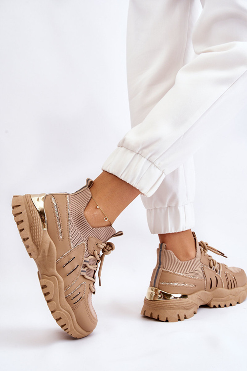 Dámské ponožkové nazouvací sportovní boty Béžová Berna