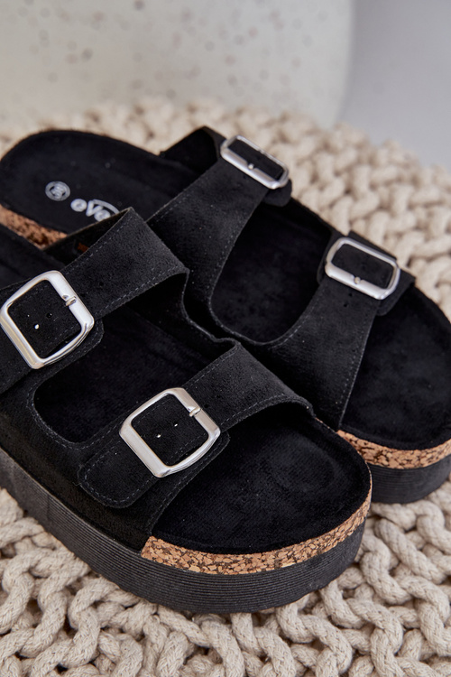 Dámské sandály na masivní platformě se sponami černé Aramia