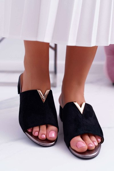 Klasické elegantné dámske papuče na bloku Black Demema