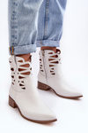 Ažurové Dámské Kožené Botky Bílé Lewski 3329