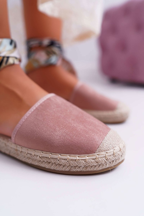 Dámské Espadrilky Svázané Stuhou Růžové Mila