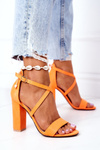 Semišové Sandály Na Vysokém Podpatku Oranžové Dance With Me
