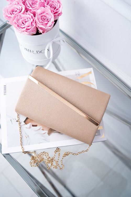 Dámská večerní taška brokát béžová