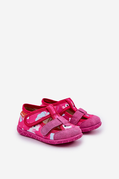 Detské papuče Milami na suchý zips s jednorožcami fuksiová Reathiana
