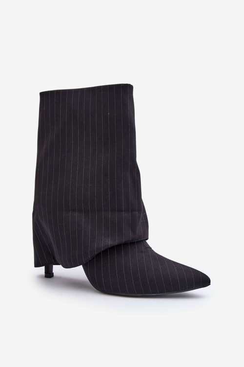 Dámské boty na podpatku se zahnutým svrškem a špičatými špičkami černé Naritua