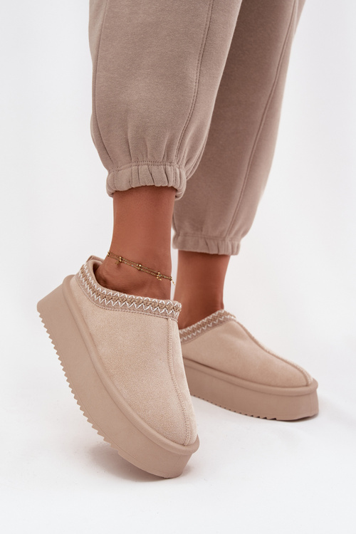 Dámské sněhule s výšivkou světle béžové Pristina