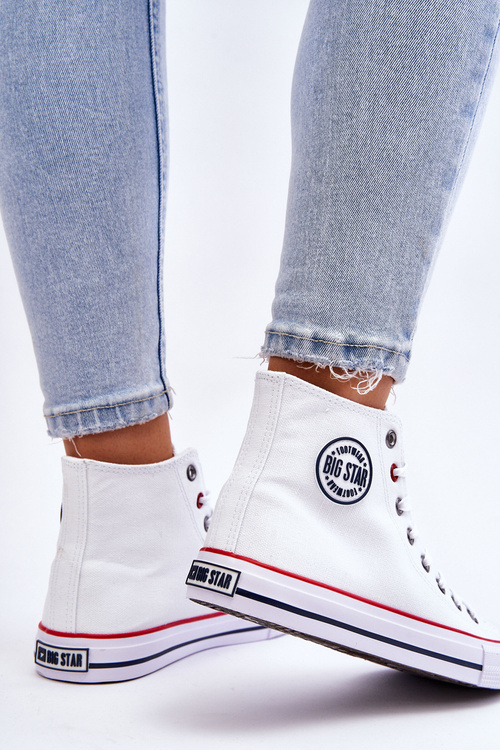 Dámska klasická vysoká veľká hviezda T274026 Biele tenisky