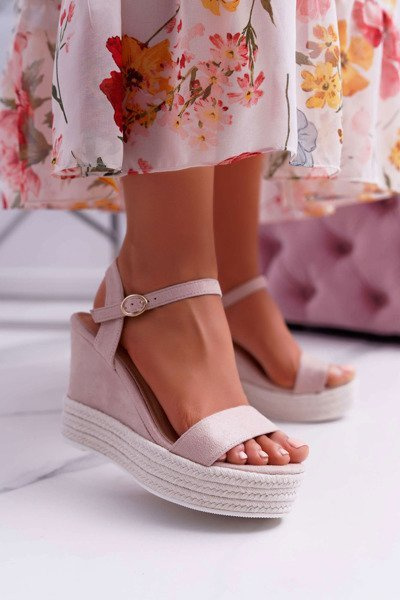 Dámske sandále pre béžové ľanové kliny Liviana