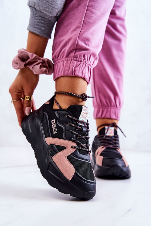 Dámska teniská pamäť pena veľká hviezda jj274599 čierna a ružová