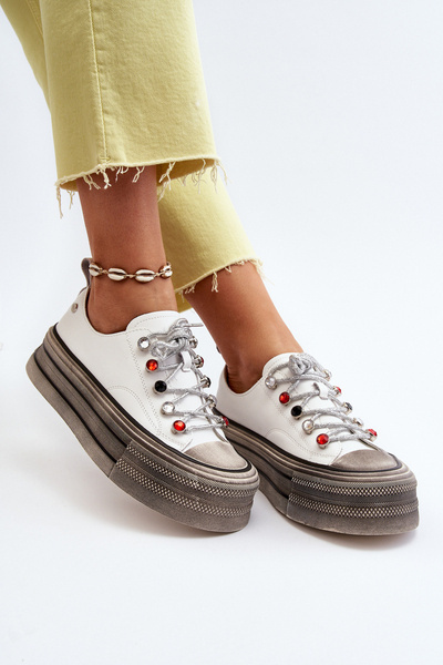 Dámske tenisky na platforme GOE NN2N4054 Biele