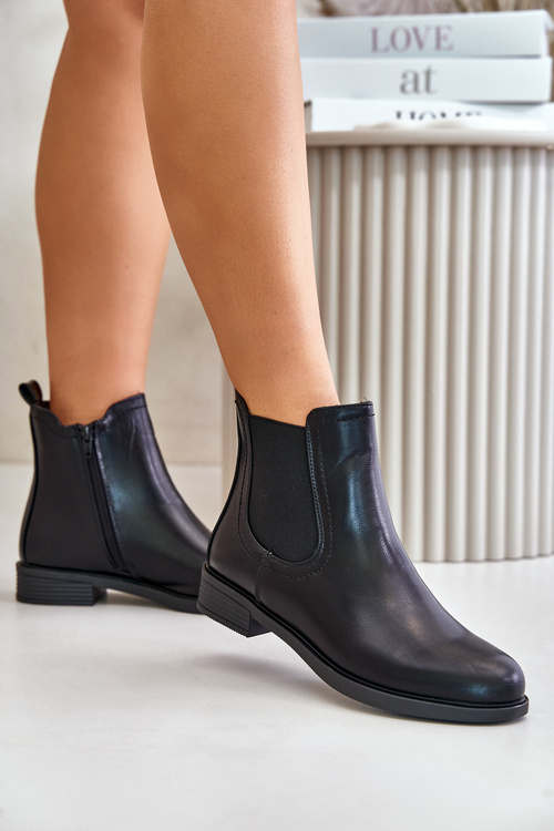 Zateplené Ploché Chelsea Topánky Na Zips Čierne Tinra